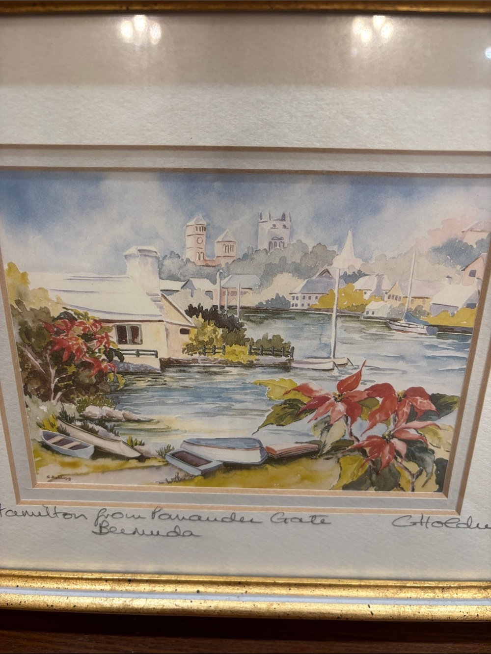 Carole Holding Watercolour Artist Framed Bermuda Artwork